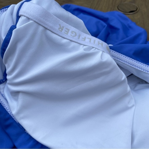 Tommy Hilfiger Flounce ruffle shoulder bathing suit one piece blue tummy 10 - Picture 3 of 10